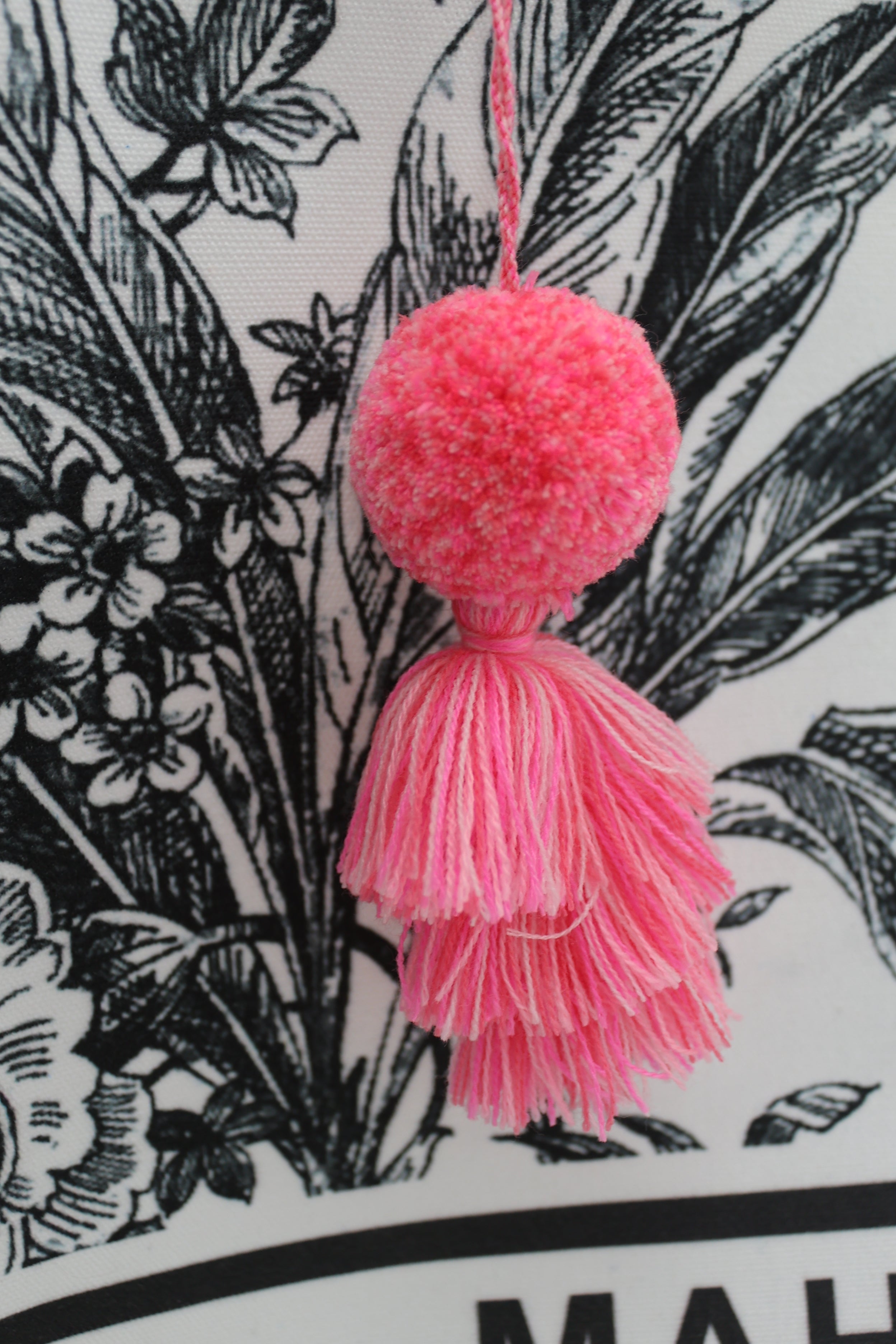 Fabric Tassel Bag Charm - Pink