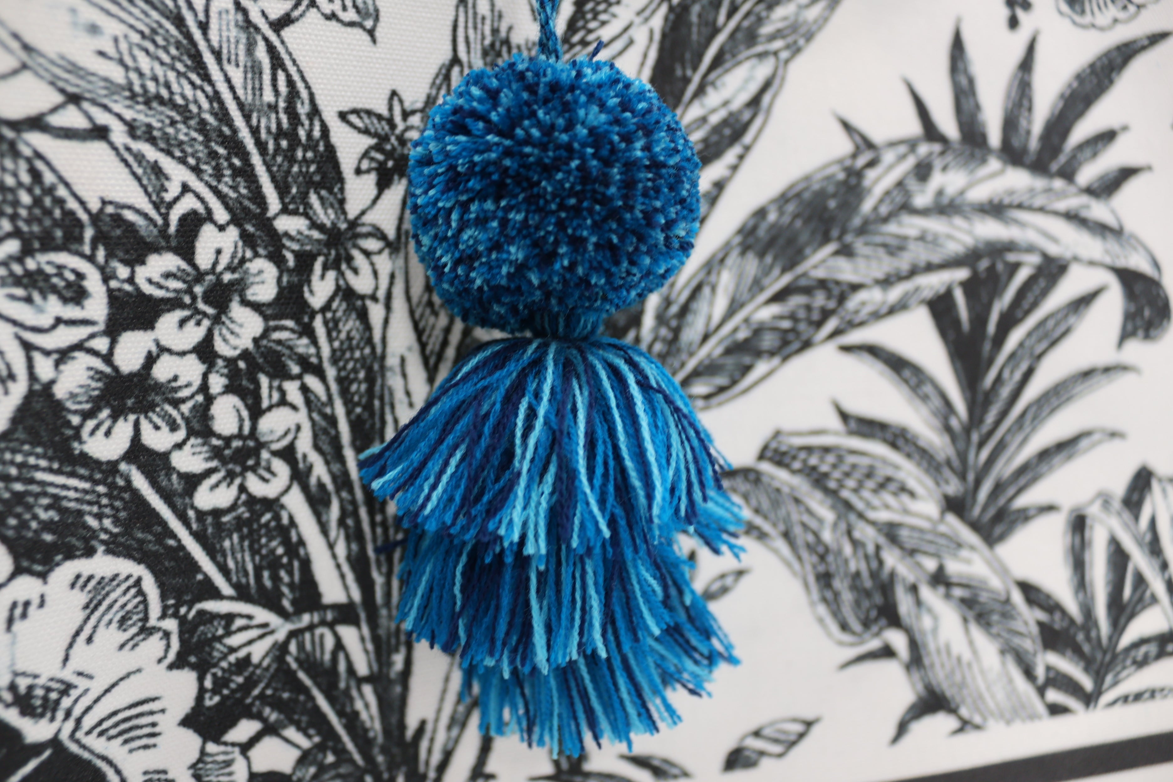 Fabric Tassel Bag Charm - Blue