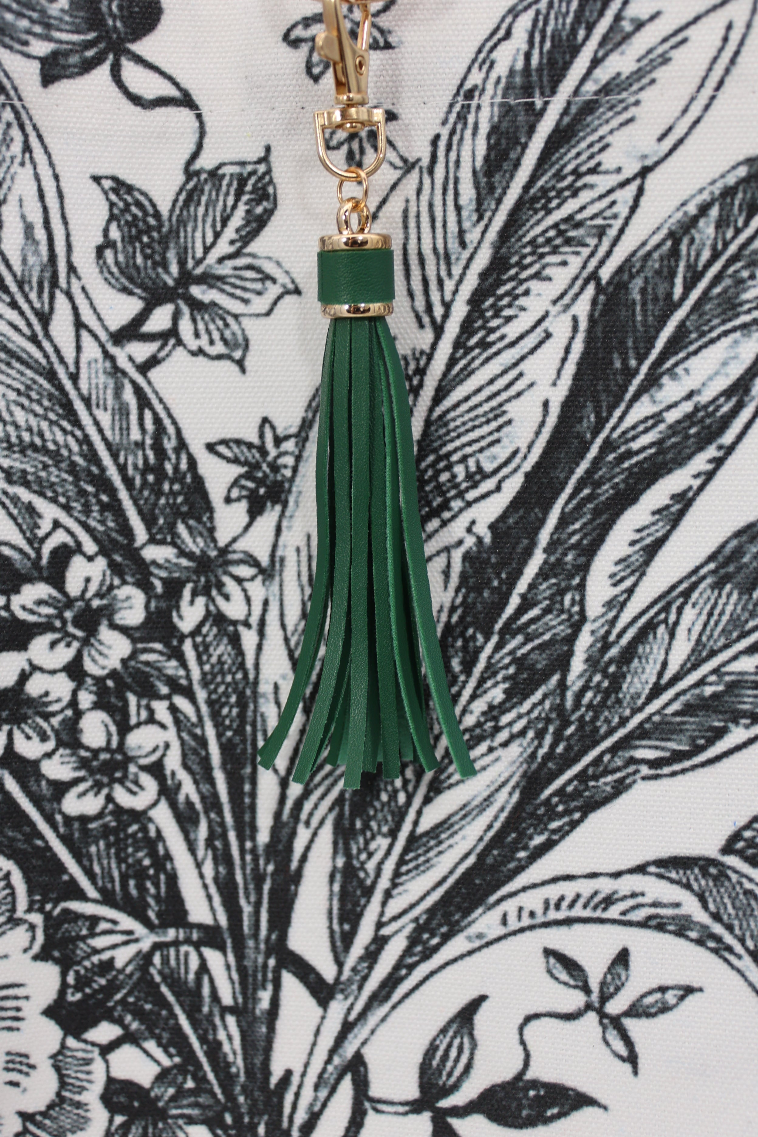 Leather Tassel Bag Charm -  Green