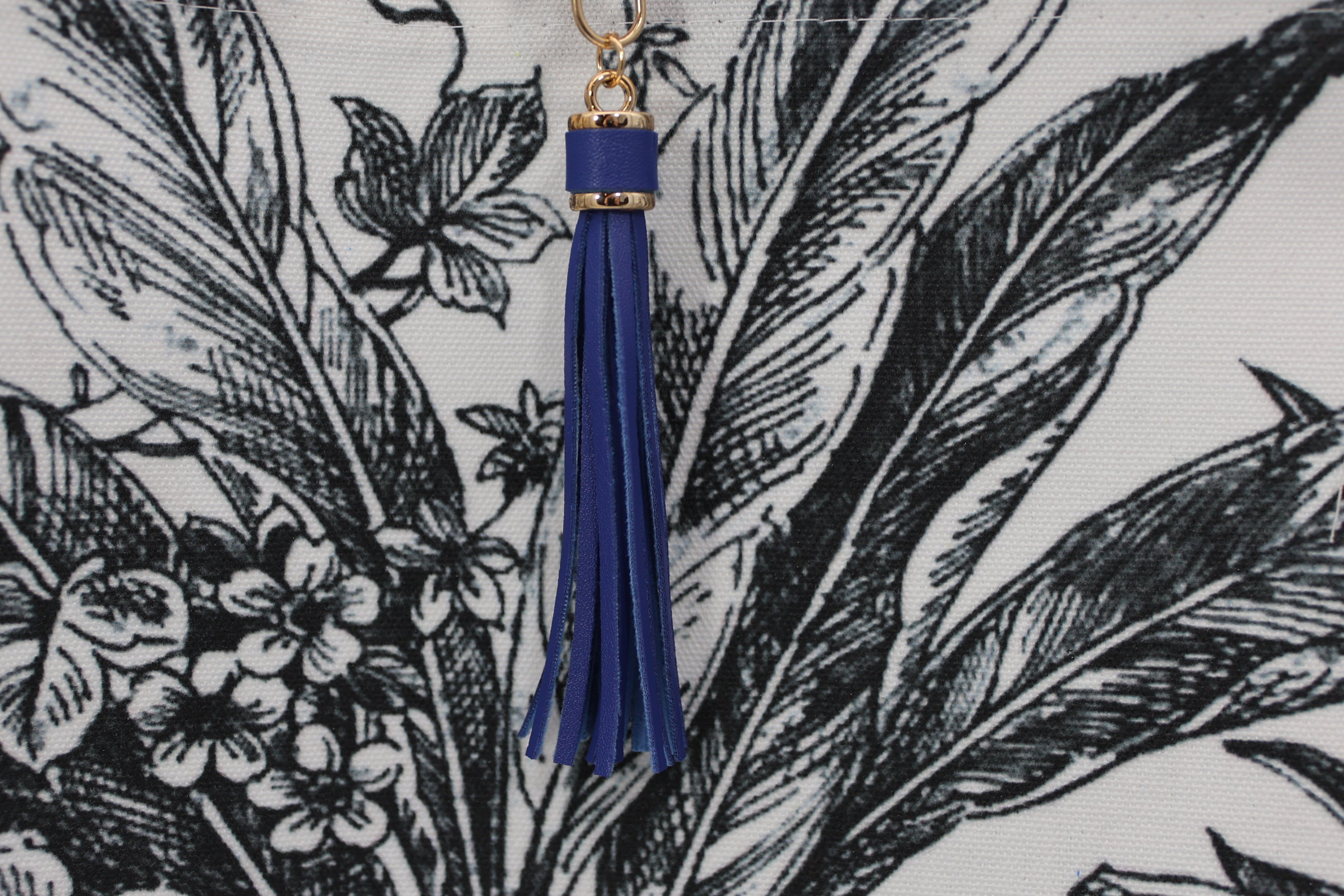 Leather Tassel Bag Charm - Deep Blue