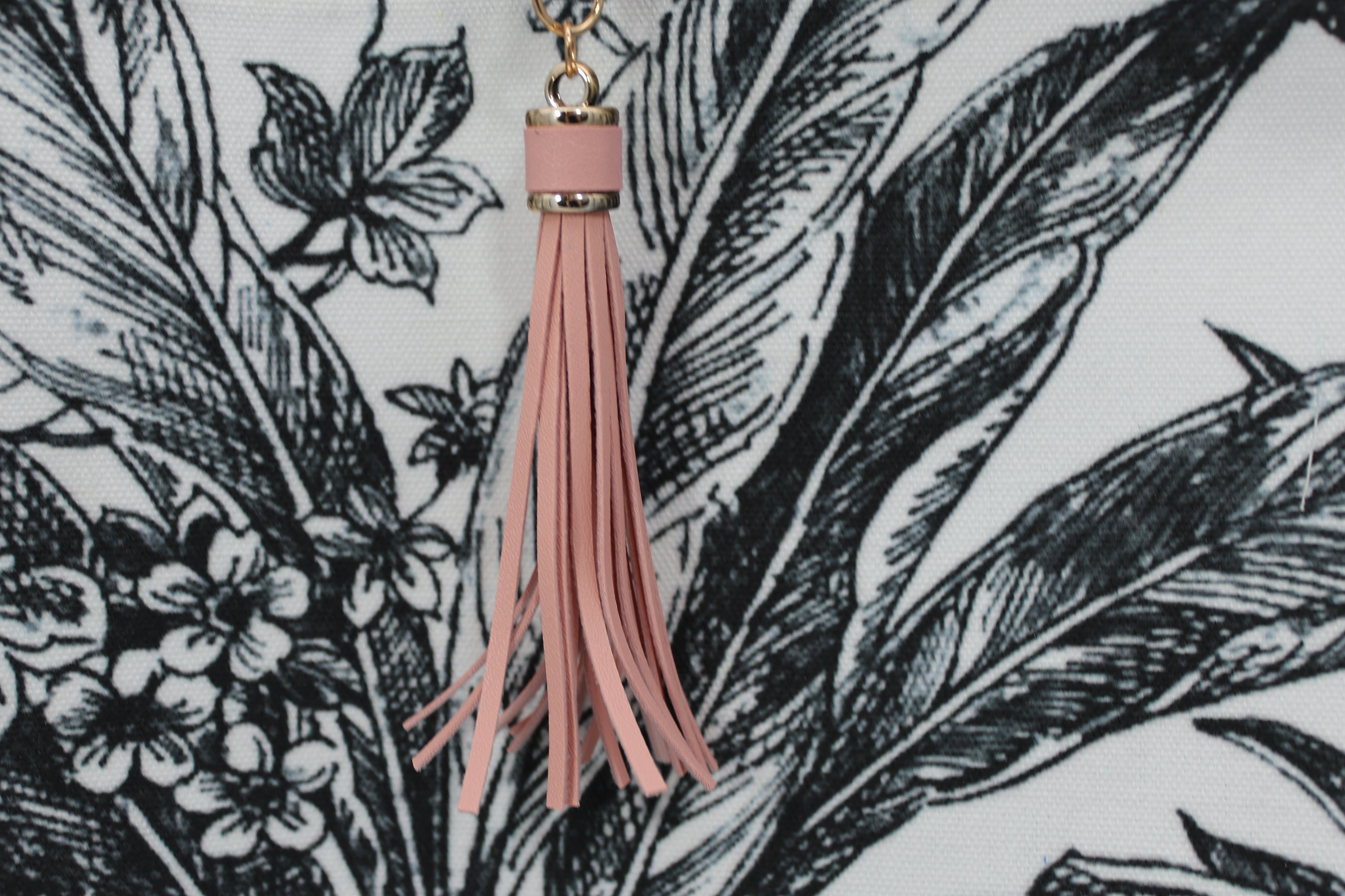 Leather Tassle Bag Charm - Pink
