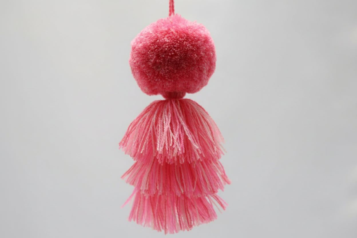 Fabric Tassel Bag Charm - Pink