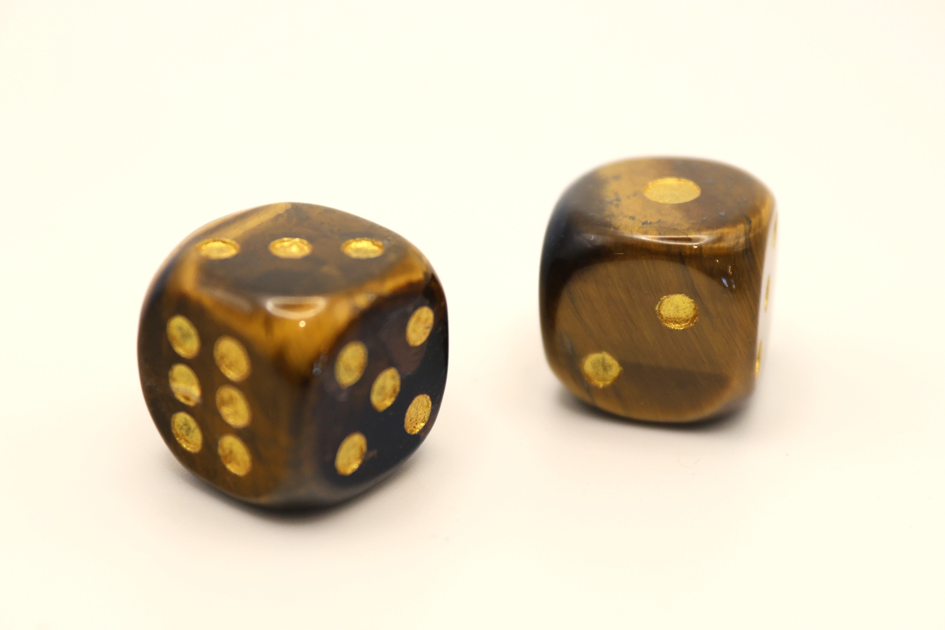 Tiger's Eye Bougie Dice - Gold Dots