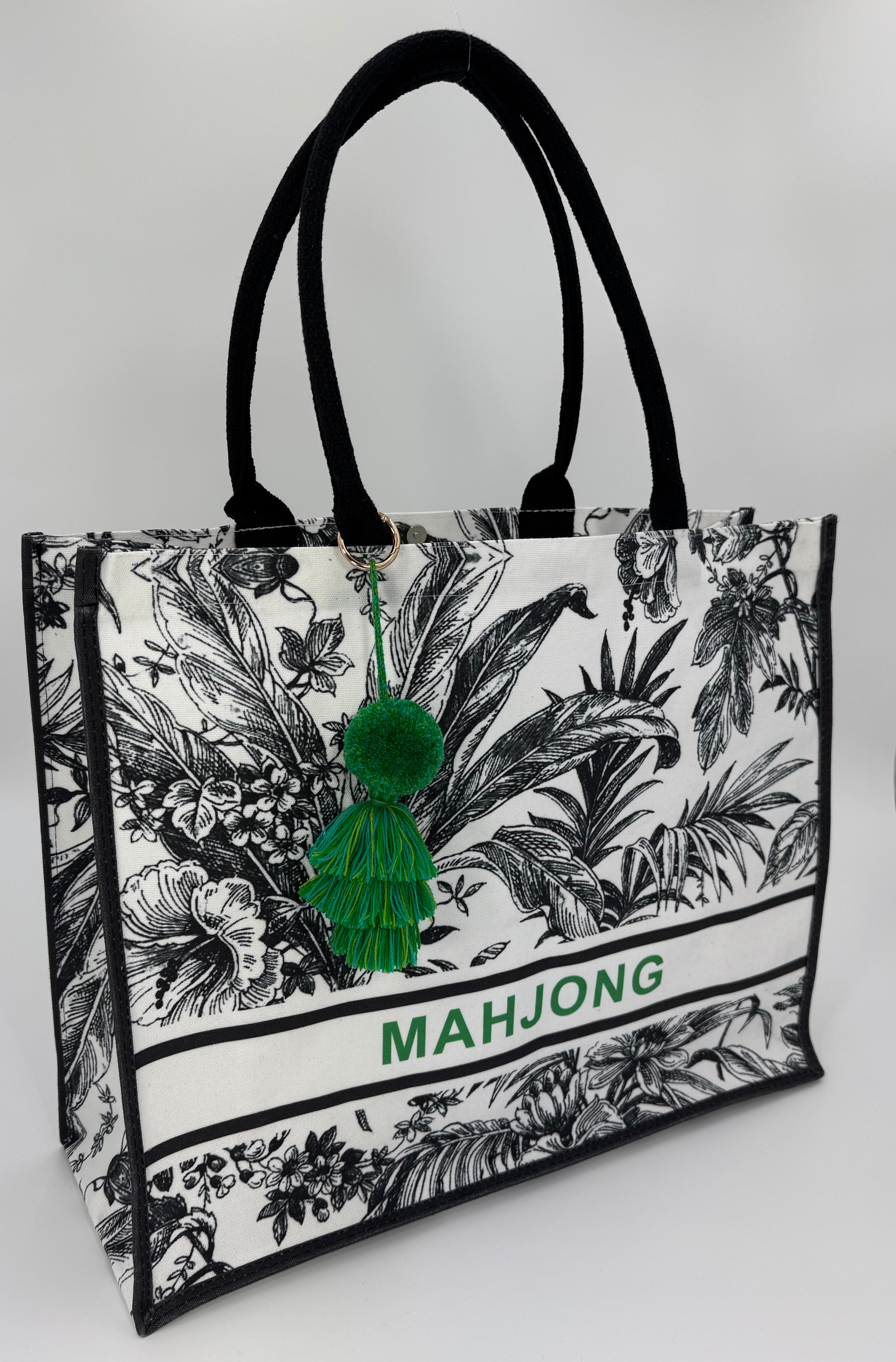 May Mahjong Print Tote Bag - Green Print