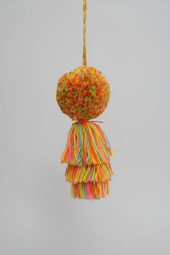 beautiful multi colored pompom, bag charm, tassel