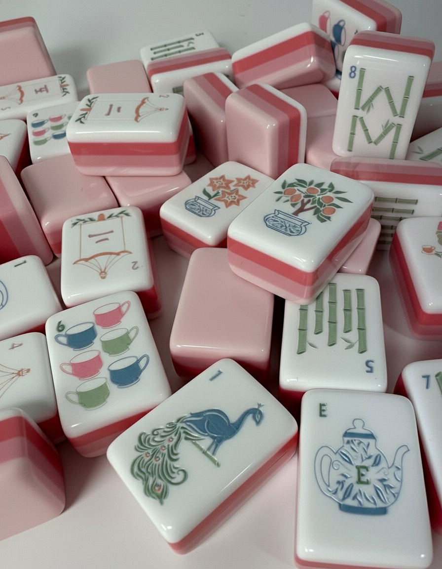 mahjong tiles 4 layers in pastel pinks